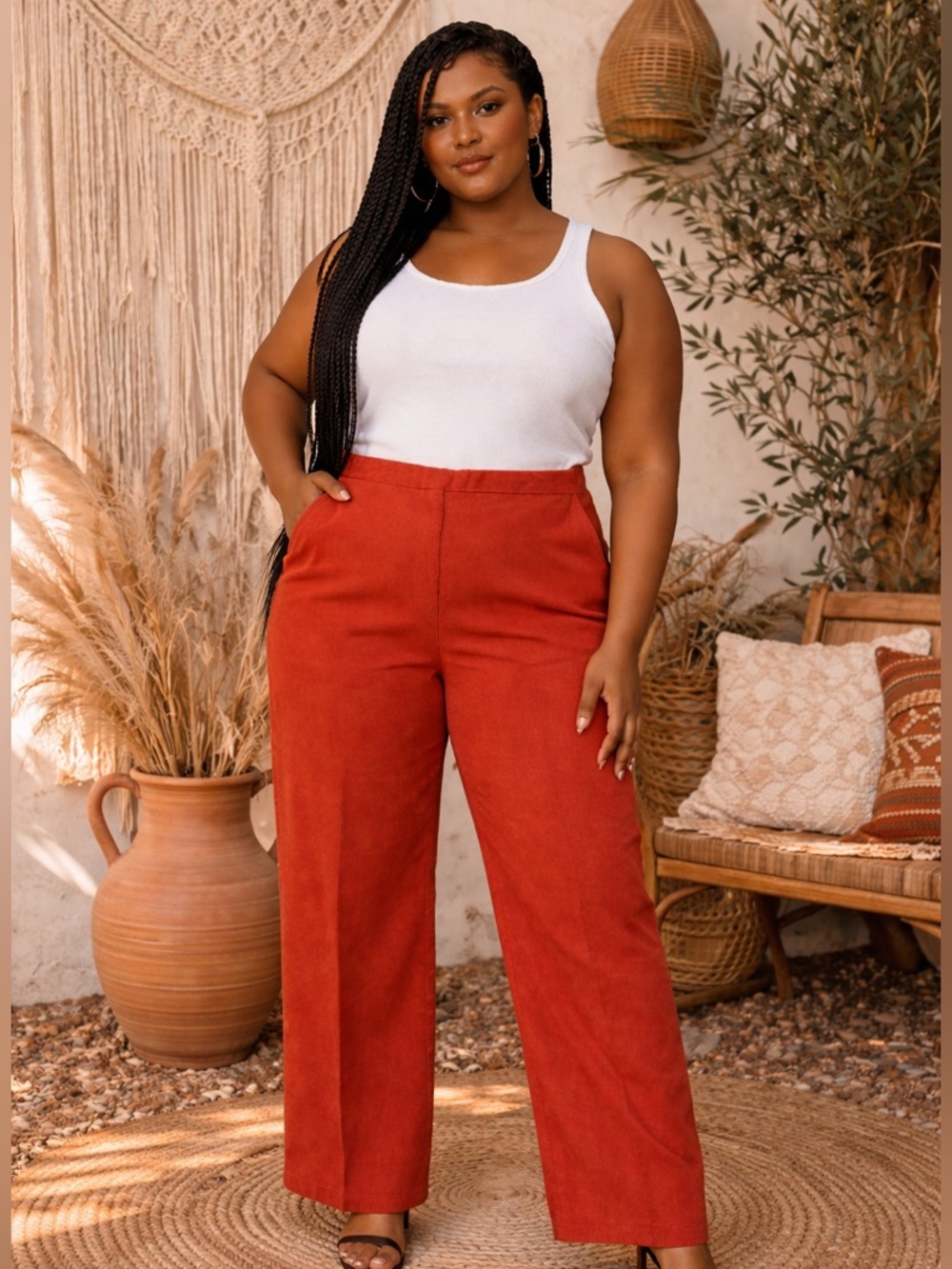 Alfred Dunner Rust Wide-Leg Plus-Size Pants